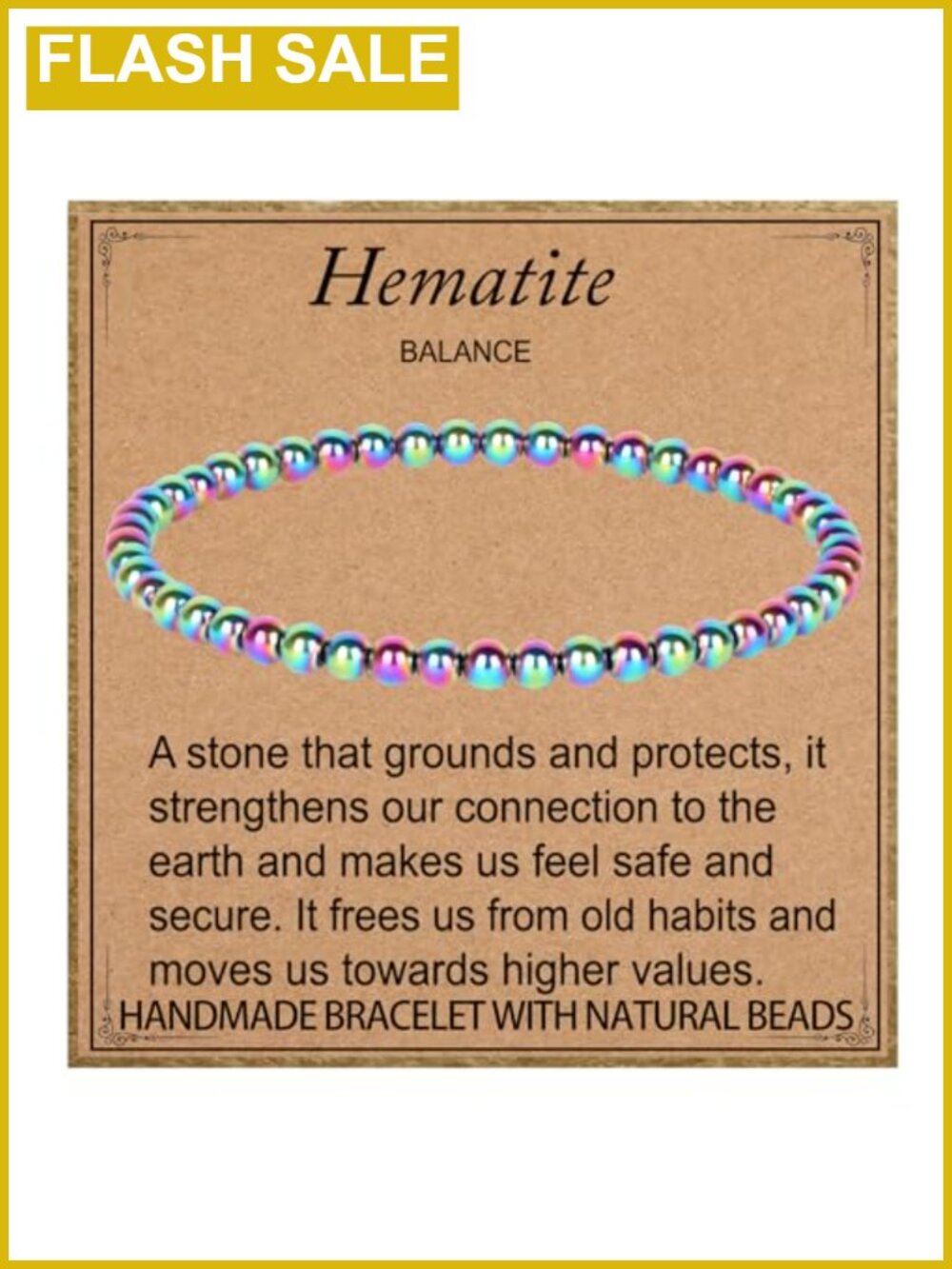 Natural Hematite Stretch Bracelet 4mm Round Beads Handmade Healing Crystal